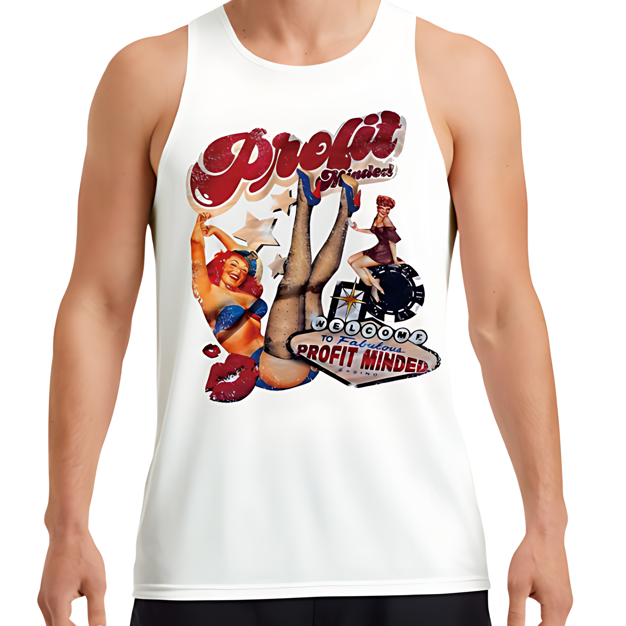 Men's Casual Sleeveless Tank Top, Creative Retro Pattern, Crew Neck, Elastic, Breathable Moisture-Wicking Fabric, Suitable For Summer Sports, Gym Workout, Layering