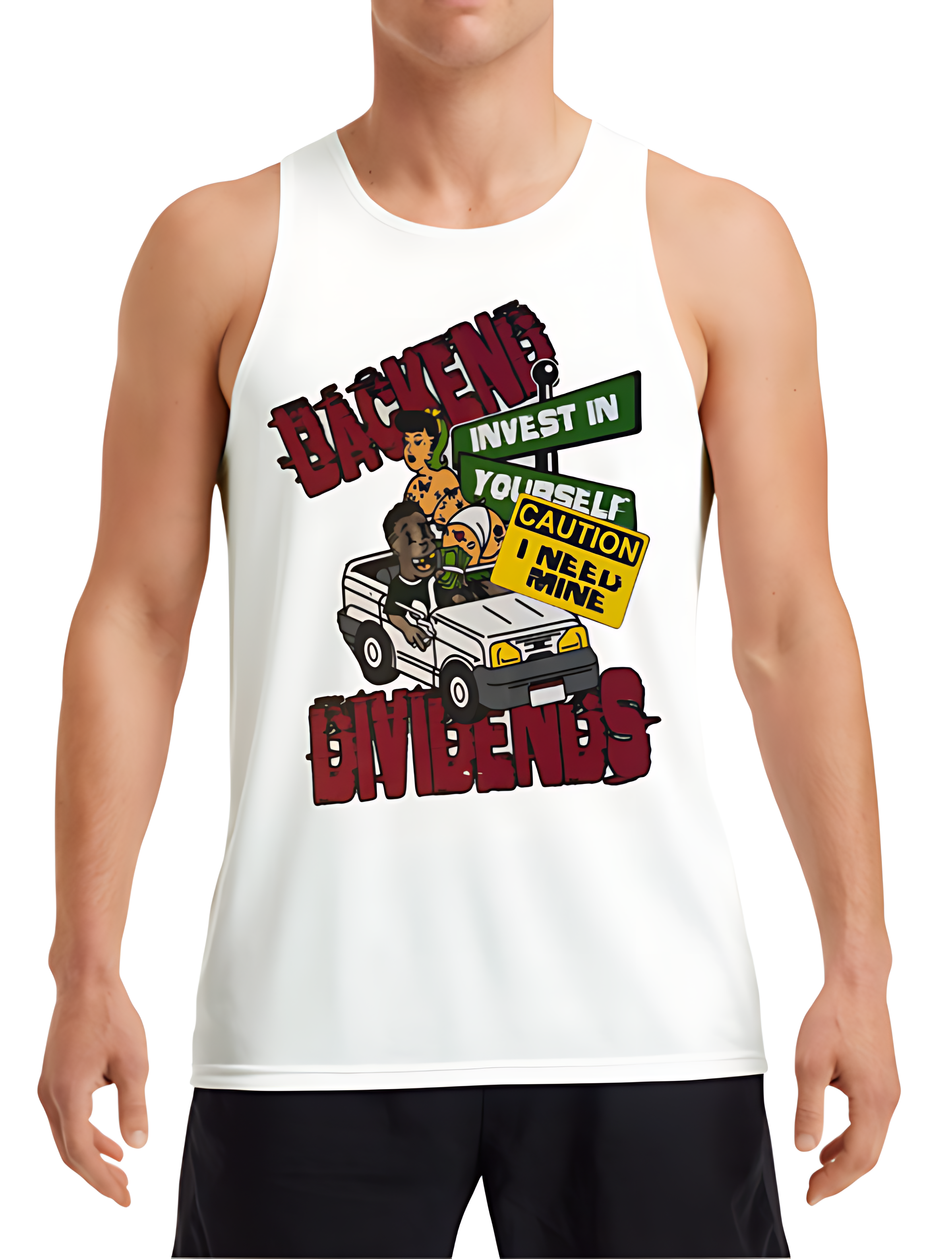 Invest In Yourself Graphic Tank Top – Hip Hop Streetwear Sleeveless Tee “Backend Dividends”