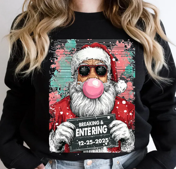 Funny Santa “Breaking & Entering” Christmas Sweatshirt – Cool Holiday Pullover