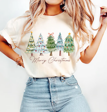 Merry Christmas Trees T-Shirt – Festive Holiday Graphic Tee