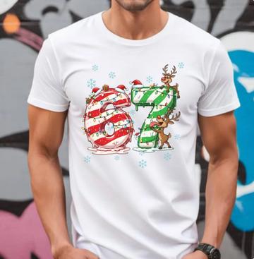 67 Christmas Reindeer T-Shirt – Festive Candy Cane Holiday Tee