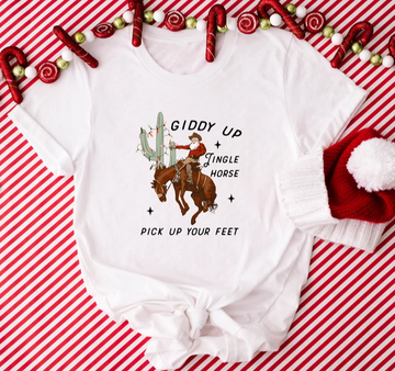 Giddy Up Jingle Horse Christmas T-Shirt – Western Cowboy Holiday Tee