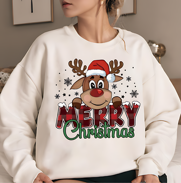 Merry Christmas Reindeer Sweatshirt – Cute Holiday Pullover for Family