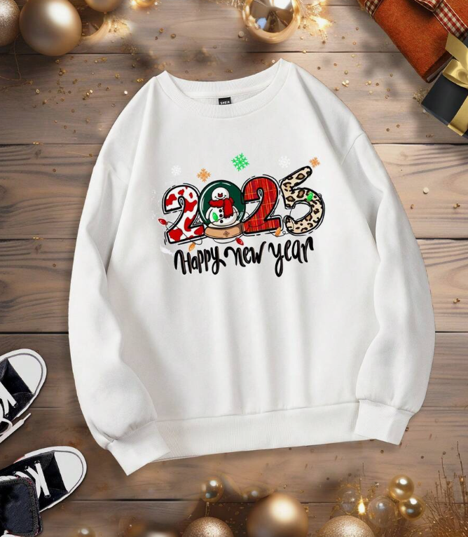 2025 Happy New Year Sweatshirt – Festive Winter Pullover for Holiday Celebrations