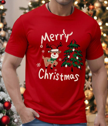 Red Merry Christmas Reindeer T-Shirt – Festive Holiday Tee for Men and Women