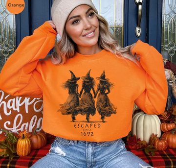 Escaped Since 1692 Witches Sweatshirt – Halloween Vintage Witch Pullover