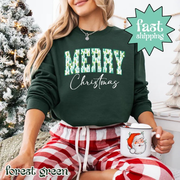 Red Merry Christmas Sweatshirt – Cozy Holiday Pullover for Women and Men