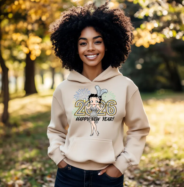 2026 Happy New Year Hoodie – Festive Fireworks Pullover for Women and Men