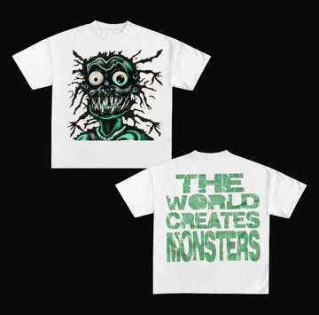 The World Creates Monsters T-Shirt – Horror Graphic Oversized Streetwear Tee